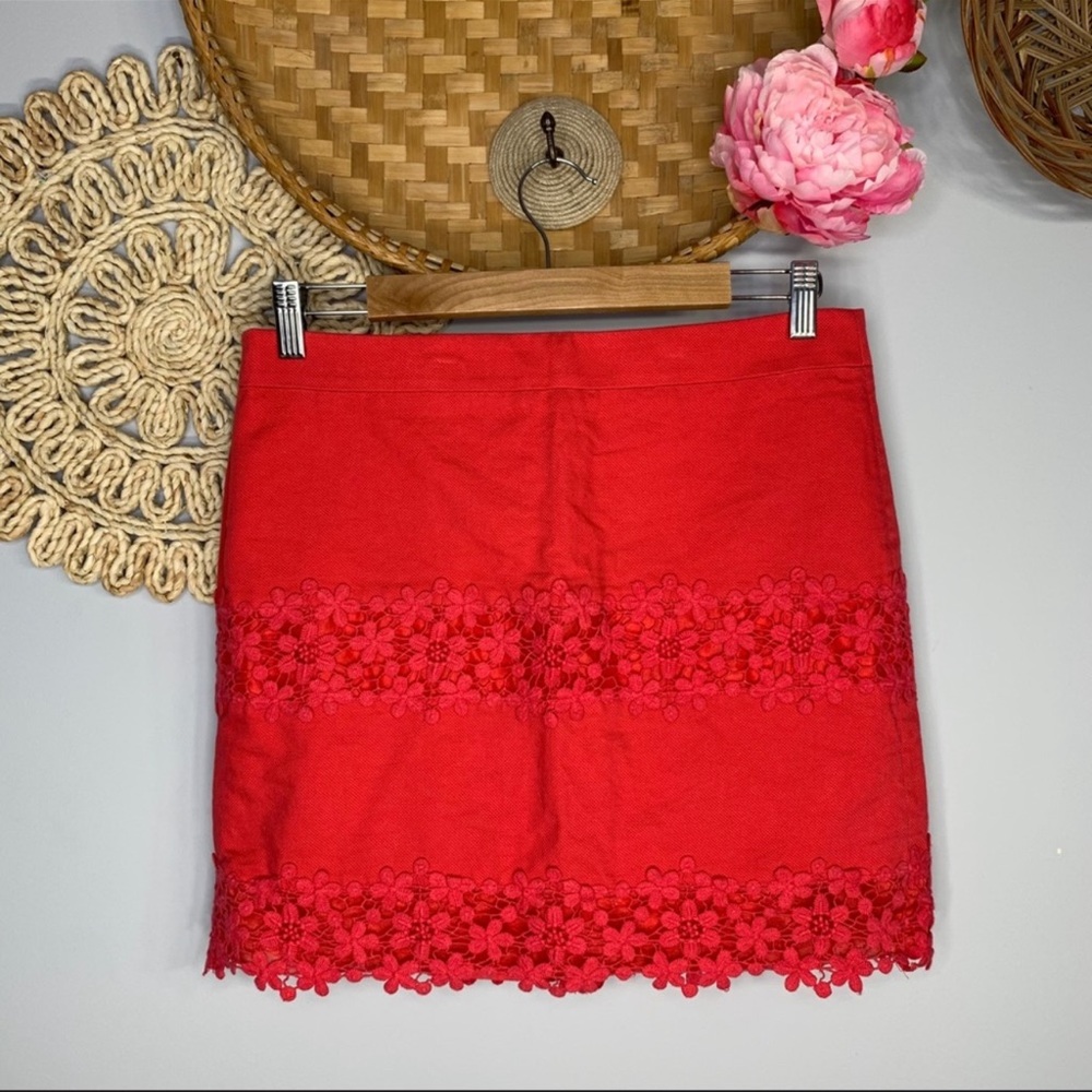 J. Crew | Floral Scalloped Lace Cotton Mini Skirt